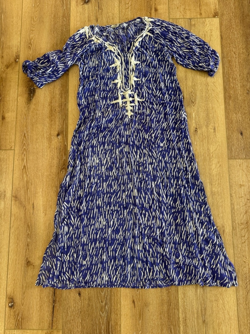 Cost Plus |  World Market Blue and White Patterned Maxi Dress | one size
